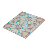 抽象芸術幾何学的鏡茶色ベージュティール(緑がかった色)パターン タイル (側面)