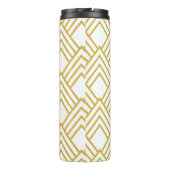 抽象芸術幾何学的、白および金ゴールドの熱タンブル タンブラー (裏面)