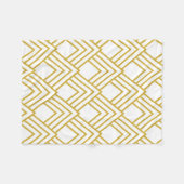 抽象芸術幾何学的、白および金ゴールドフリースブランク フリースブランケット (正面(横))