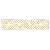 抽象芸術幾何学的、白および金ゴールド ショートテーブルランナー (横)