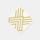 抽象芸術幾何学的、白および金ゴールド スタンダードカクテルナプキン (角)