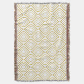 抽象芸術幾何学的、白および金ゴールド スローブランケット (正面縦)