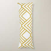 抽象芸術幾何学的、白および金ゴールド ボディピロー (正面縦)