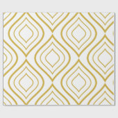 抽象芸術幾何学的、白および金ゴールド ラッピングペーパー (フラット)