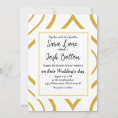 抽象芸術幾何学的、白および金ゴールド 招待状 (正面)