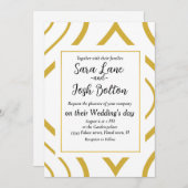 抽象芸術幾何学的、白および金ゴールド 招待状 (正面/裏面)