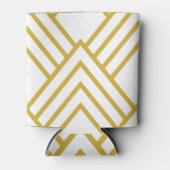 抽象芸術幾何学的、白および金ゴールド 缶クーラー (正面)