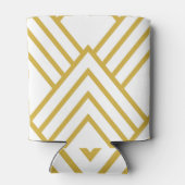 抽象芸術幾何学的、白および金ゴールド 缶クーラー (裏面)