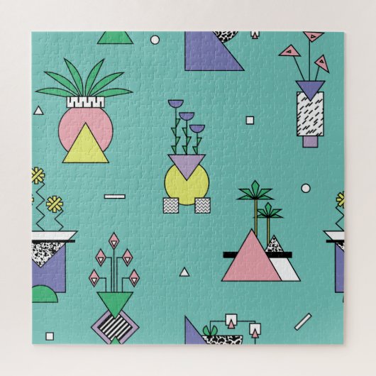 抽象芸術幾何学的、花瓶の植物メンフィススタイル。 ジグソーパズル (縦)