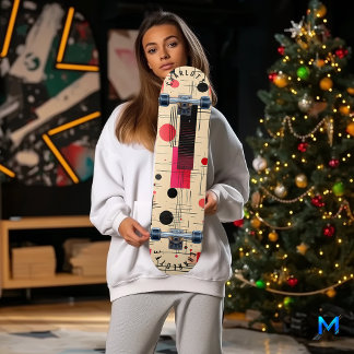 抽象芸術幾何学的（赤と黒のアクセント） スケートボード