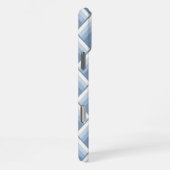 抽象芸術幾何学的、青とオフ白2 iPhone iPhoneケース (右側面)