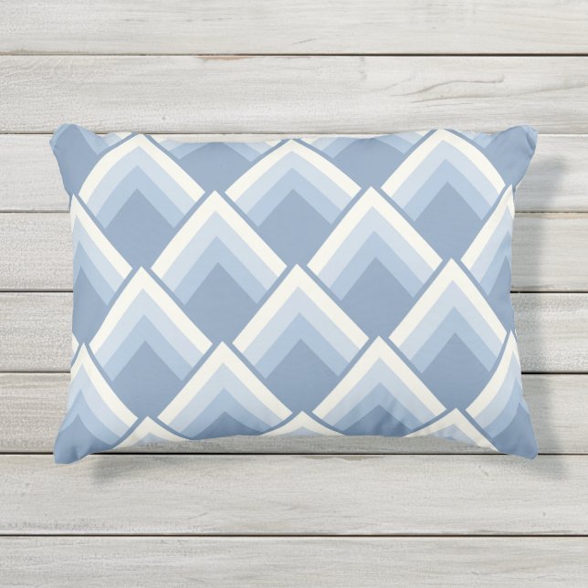 抽象芸術幾何学的、青、オフ白2屋外 アウトドアクッション (正面)