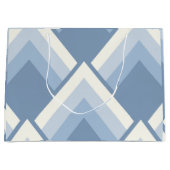 抽象芸術幾何学的、青、オフ白2 ラージペーパーバッグ (正面)