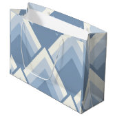 抽象芸術幾何学的、青、オフ白2 ラージペーパーバッグ (正面アングル)