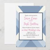 抽象芸術幾何学的、青、オフ白2 招待状 (正面/裏面)