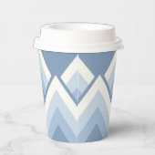 抽象芸術幾何学的、青、オフ白2 紙コップ (右)