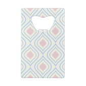 抽象芸術幾何学的、青、ピンク、白オフ クレジットカード栓抜き (裏面)