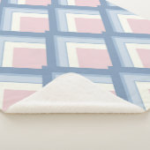 抽象芸術幾何学的、青、ピンク、白オフ シェルパブランケット (3/4)