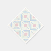 抽象芸術幾何学的、青、ピンク、白オフ スタンダードカクテルナプキン (角)