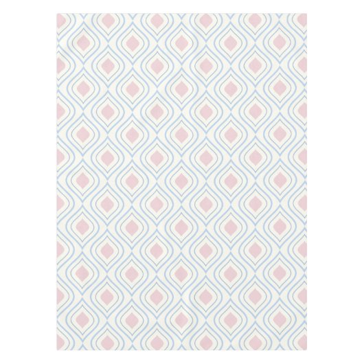 抽象芸術幾何学的、青、ピンク、白オフ テーブルクロス (正面)