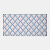 抽象芸術幾何学的、青、ピンク、白オフ デスクマット (正面)