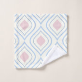 抽象芸術幾何学的、青、ピンク、白オフ バスタオルセット (ウォッシュタオル)