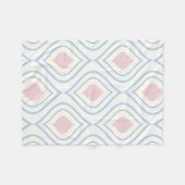 抽象芸術幾何学的、青、ピンク、白オフ フリースブランケット (正面(横))