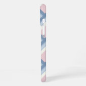 抽象芸術幾何学的、青、ピンク、白オフ iPhoneケース (左側面)