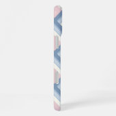 抽象芸術幾何学的、青、ピンク、白オフ iPhoneケース (右側面)