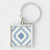 抽象芸術幾何学的、青、白オフ キーホルダー (正面)