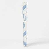 抽象芸術幾何学的、青、白オフ iPhoneケース (左側面)