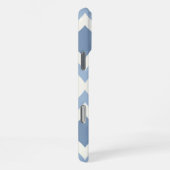 抽象芸術幾何学的、青、白オフ iPhoneケース (右側面)