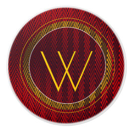 抽象芸術幾何学赤と黒のストライプモノグラム セラミックノブ