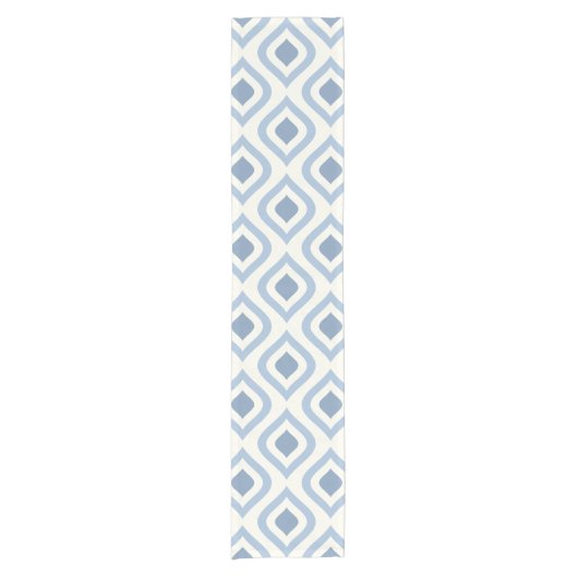 抽象芸術幾何学青とオフ白の短いタブ ショートテーブルランナー (正面)