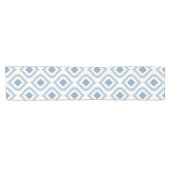 抽象芸術幾何学青とオフ白の短いタブ ショートテーブルランナー (横)