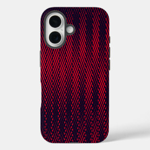 抽象芸術幾何学黒と赤ストライプのトリップ(幻覚体験)のような iPhone 16ケース