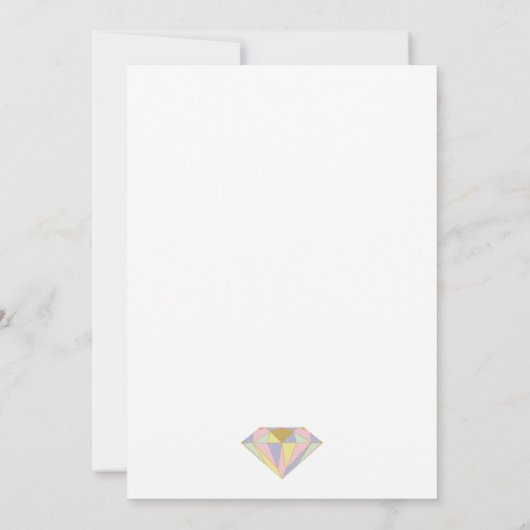 抽象芸術幾何宝石ピンクミッモダント結婚ミント 招待状 (裏面)