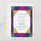 抽象芸術幾何宝石モダン結婚宝石 招待状 (正面)