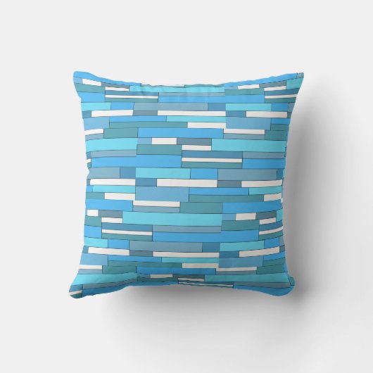 抽象芸術幾何形状のティール(緑がかった色)とターコイズ クッション (裏面)