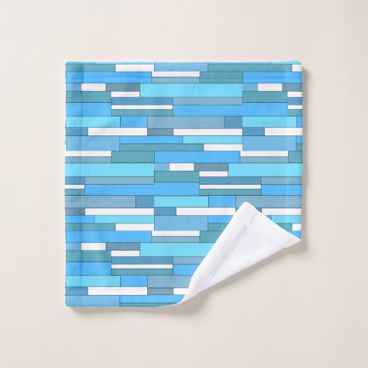 抽象芸術幾何形状のティール（緑がかった色）とターコイズ バスタオルセット (ウォッシュタオル)