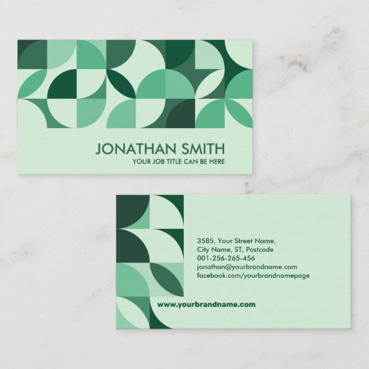 抽象芸術幾何形状エメラルドグリーン 名刺 (正面/裏面)