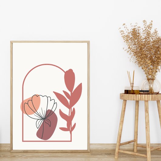 抽象芸術幾何形状棒スタイル葉 ポスター