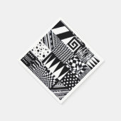 抽象芸術幾何形状白黒パターンハンド スタンダードカクテルナプキン (角)