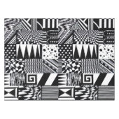 抽象芸術幾何形状白黒パターンハンド テーブルクロス (正面(横))