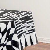 抽象芸術幾何形状白黒パターンハンド テーブルクロス (インサイチュ)