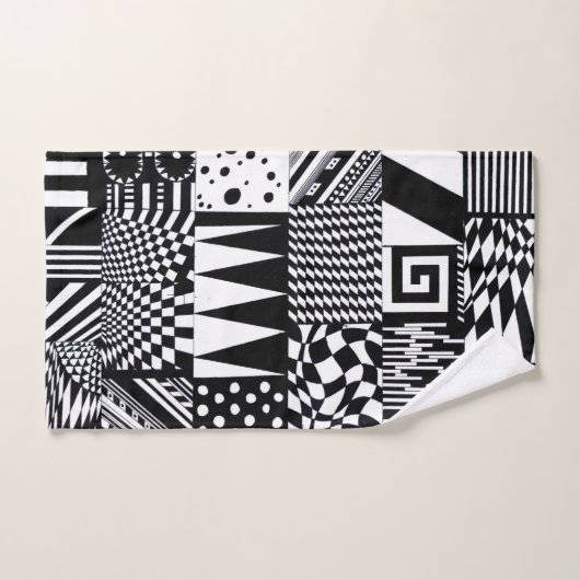 抽象芸術幾何形状白黒パターンハンド ハンドタオル (ハンドタオル)