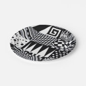 抽象芸術幾何形状白黒パターンハンド ペーパープレート (アングル)