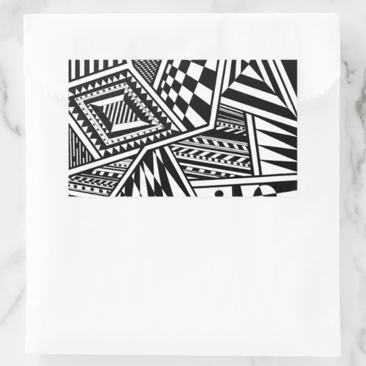 抽象芸術幾何形状白黒パターンハンド 長方形シール (バッグ)