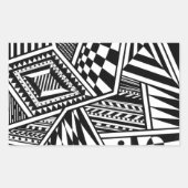 抽象芸術幾何形状白黒パターンハンド 長方形シール (正面)