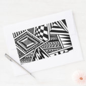 抽象芸術幾何形状白黒パターンハンド 長方形シール (封筒)